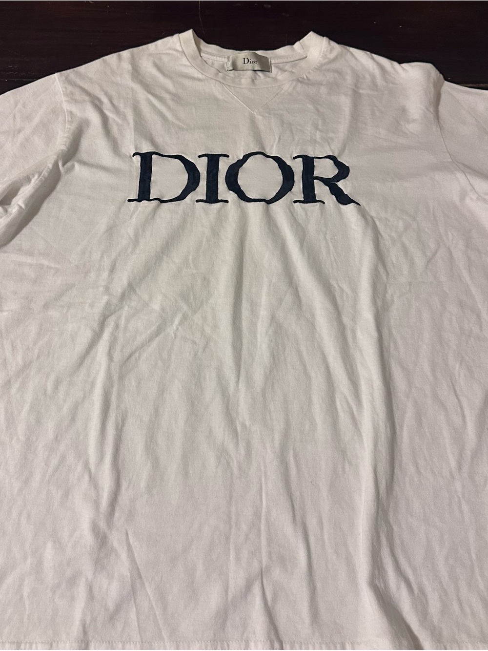 Dior White T-Shirt with Navy Logo
